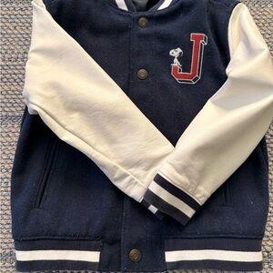 Kids Navy and White Varsity Jacket